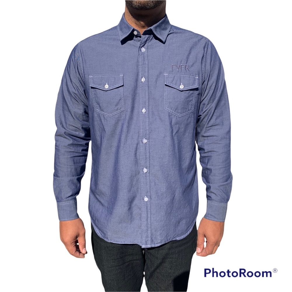 Five-Four XL Blue Denim Colored, Men’s Long Sleeve, Button-Up, Collared …